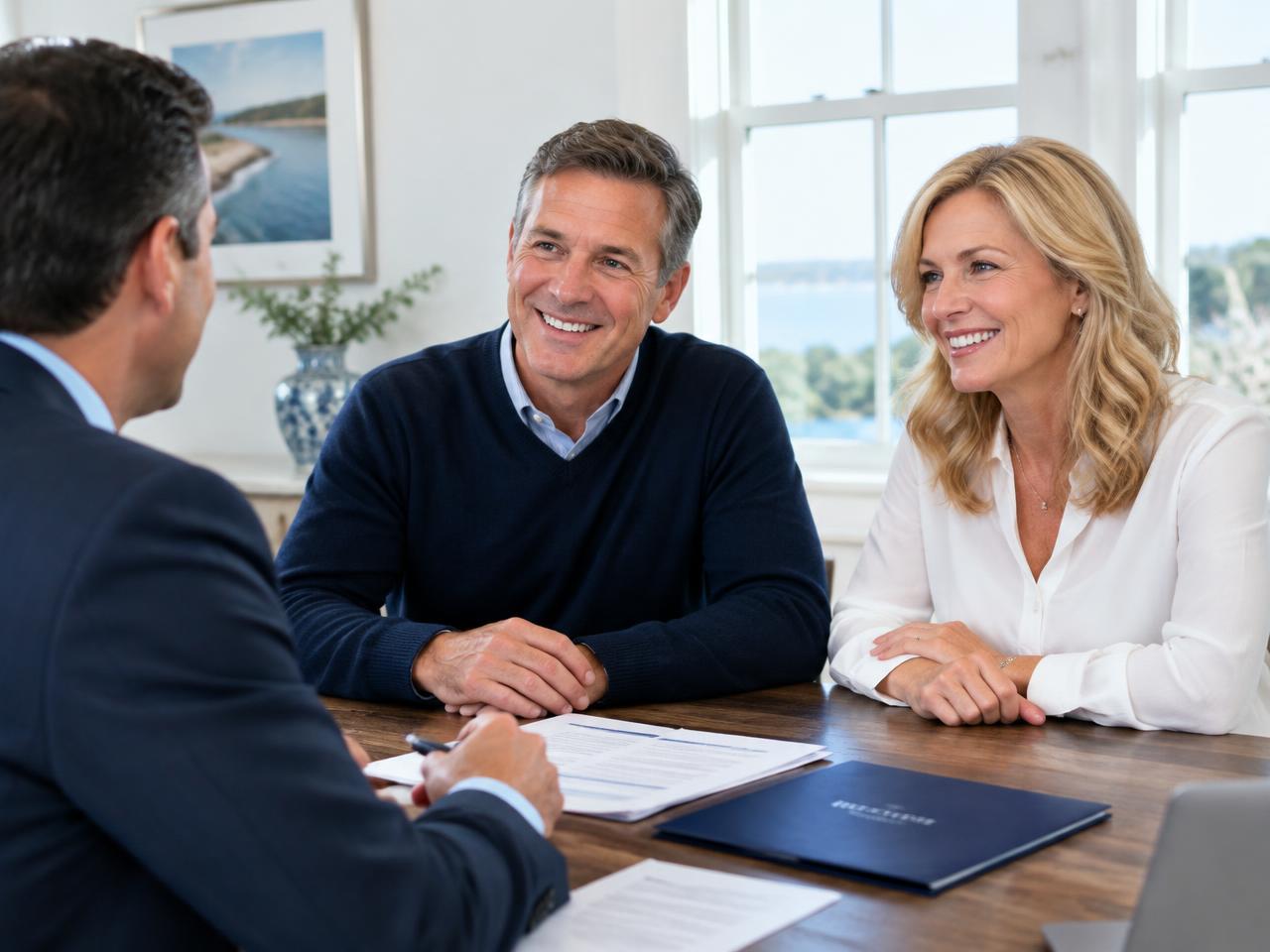 Martin Muratore, financial professional, reviewing a retirement plan with a Long Island couple